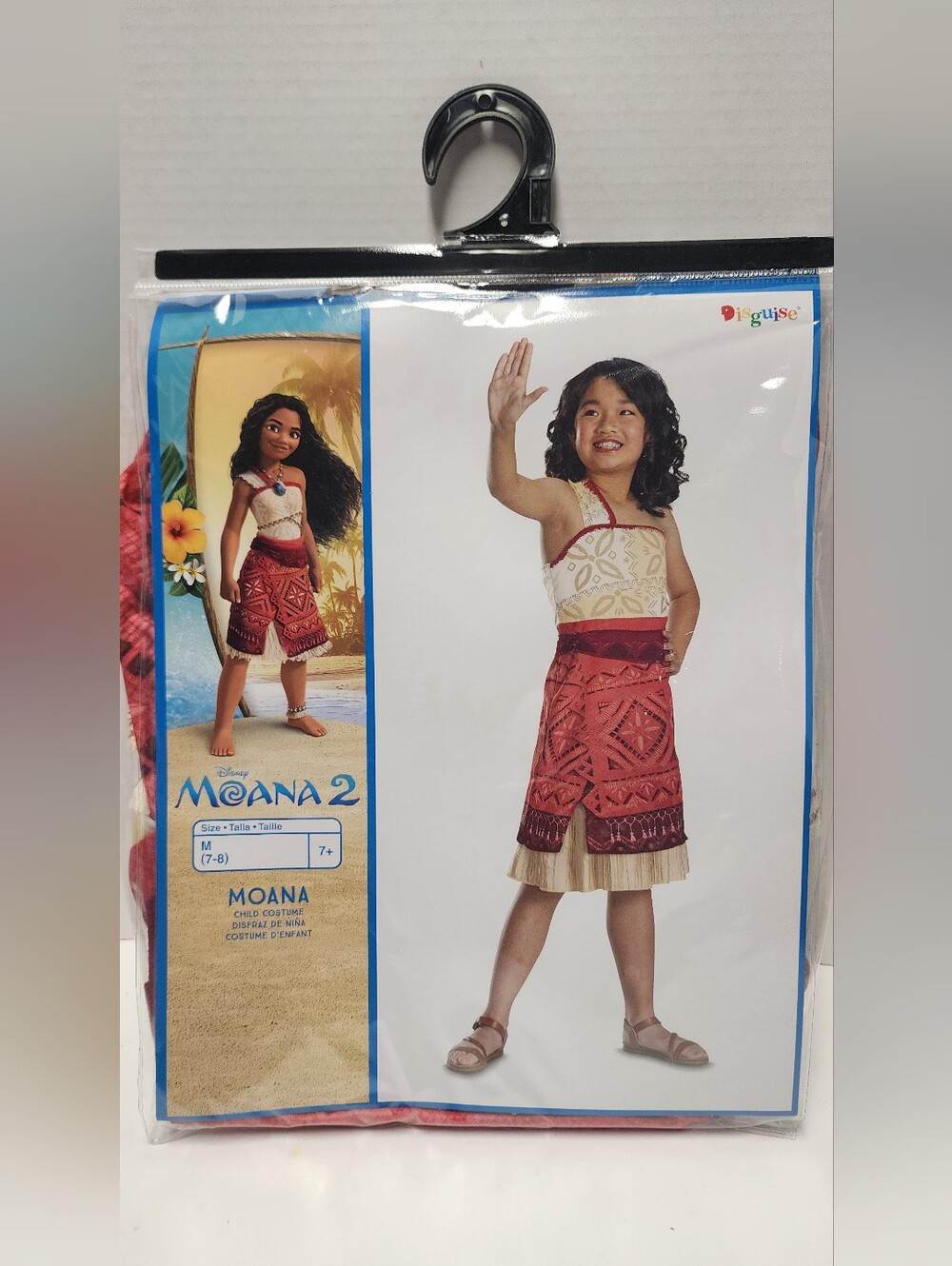 M (7-8) Girl Disney Moana 2 Costume Disguise Kid Red Island Dress New